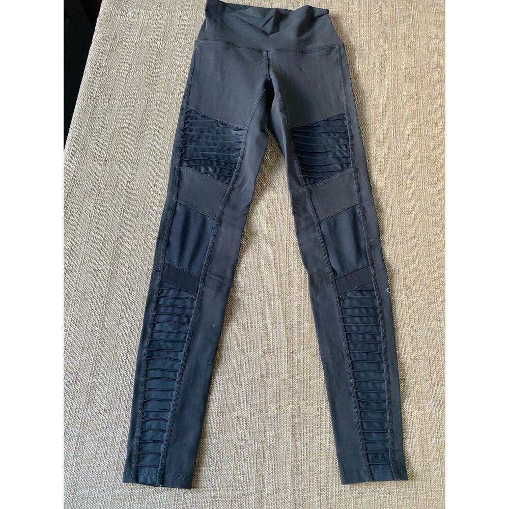Alo Yoga Mid-Waist Moto Legging Stormy Heather Glossy XS/S